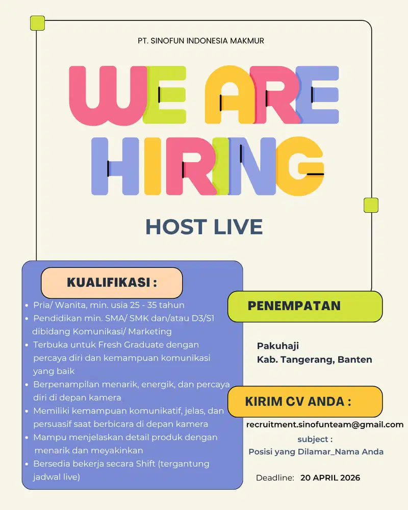 LOWONGAN KERJA - HOST LIVE ! URGENT!
