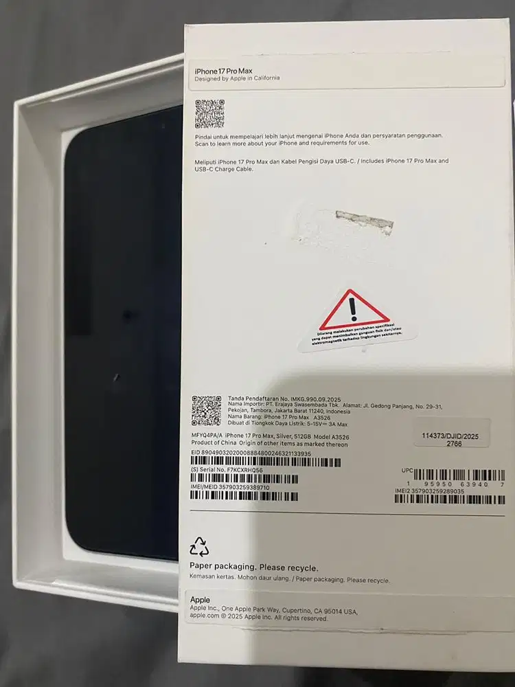 Iphone 17 Pro Max Silver 512 GB Jual Rugi TAM