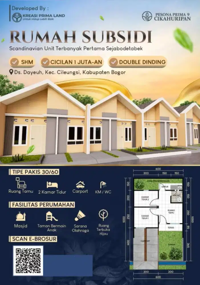 RUMAH SUBSIDI CICILAN 1 JT-AN