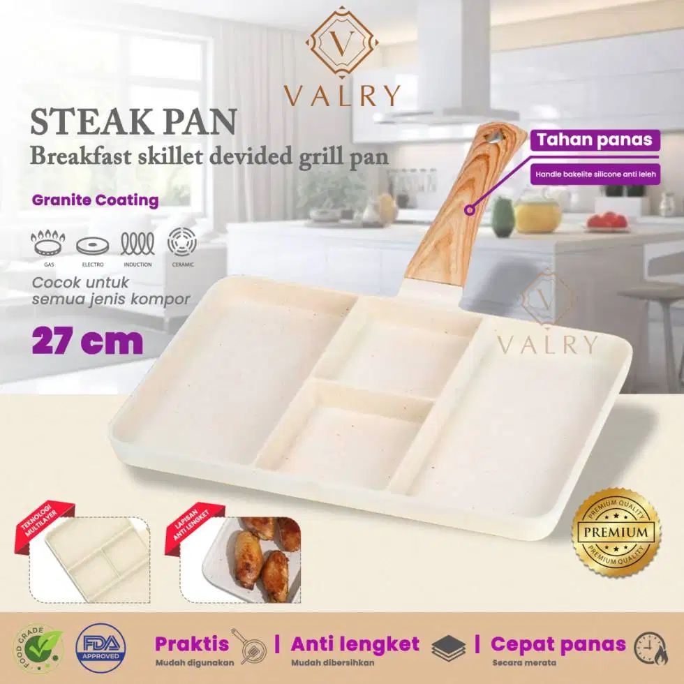 VALRY STEAK PAN Grill pan 4in1 panggangan anti lengket grillpan bisa