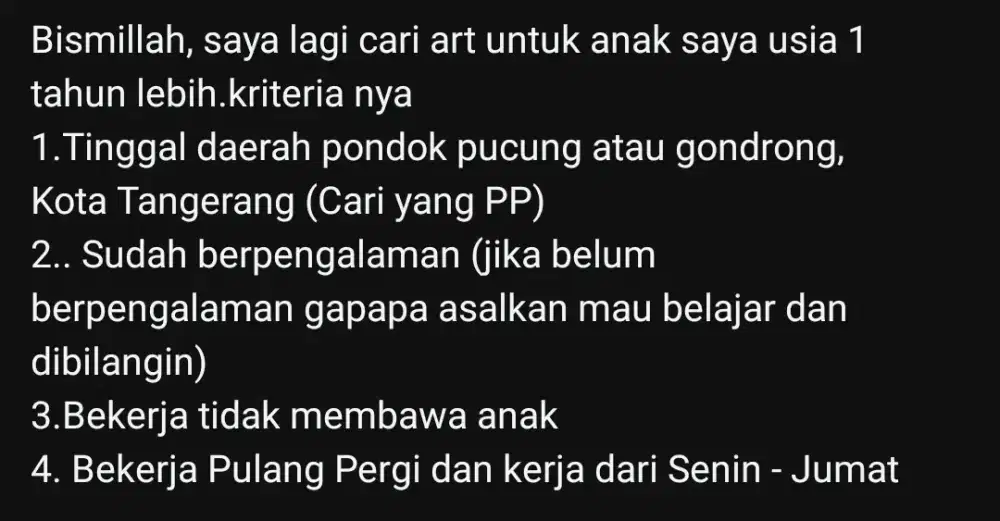 ART hanya momong anak