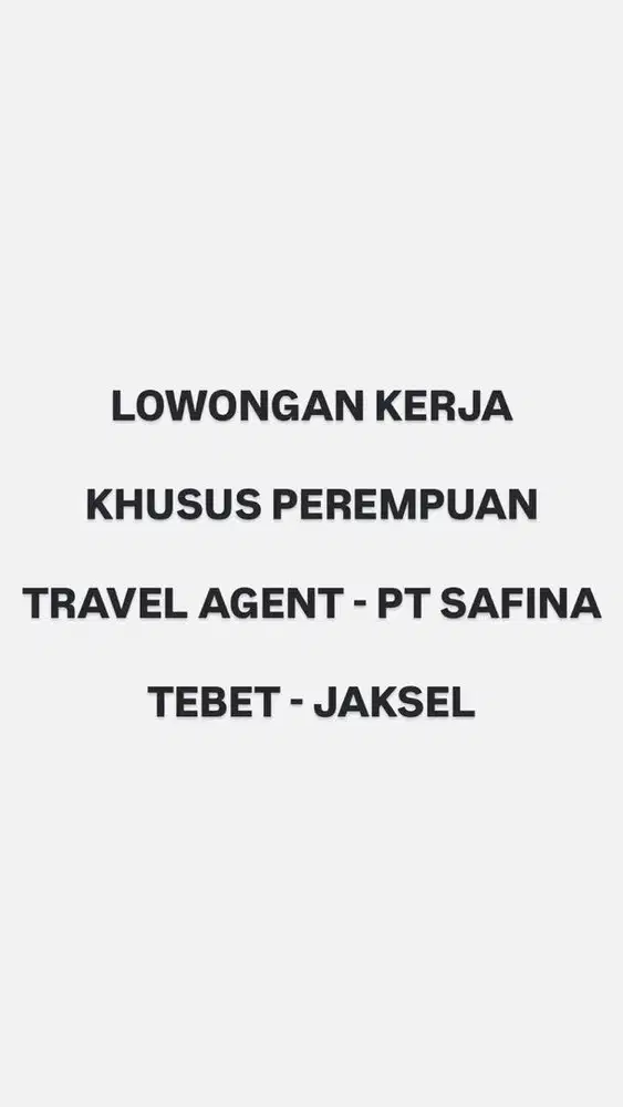 LOWONGAN TRAVEL AGENT