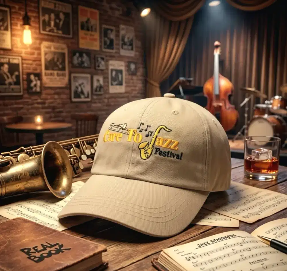 Topi Vintage Logo Saxophone Jazz Port Company Original Second