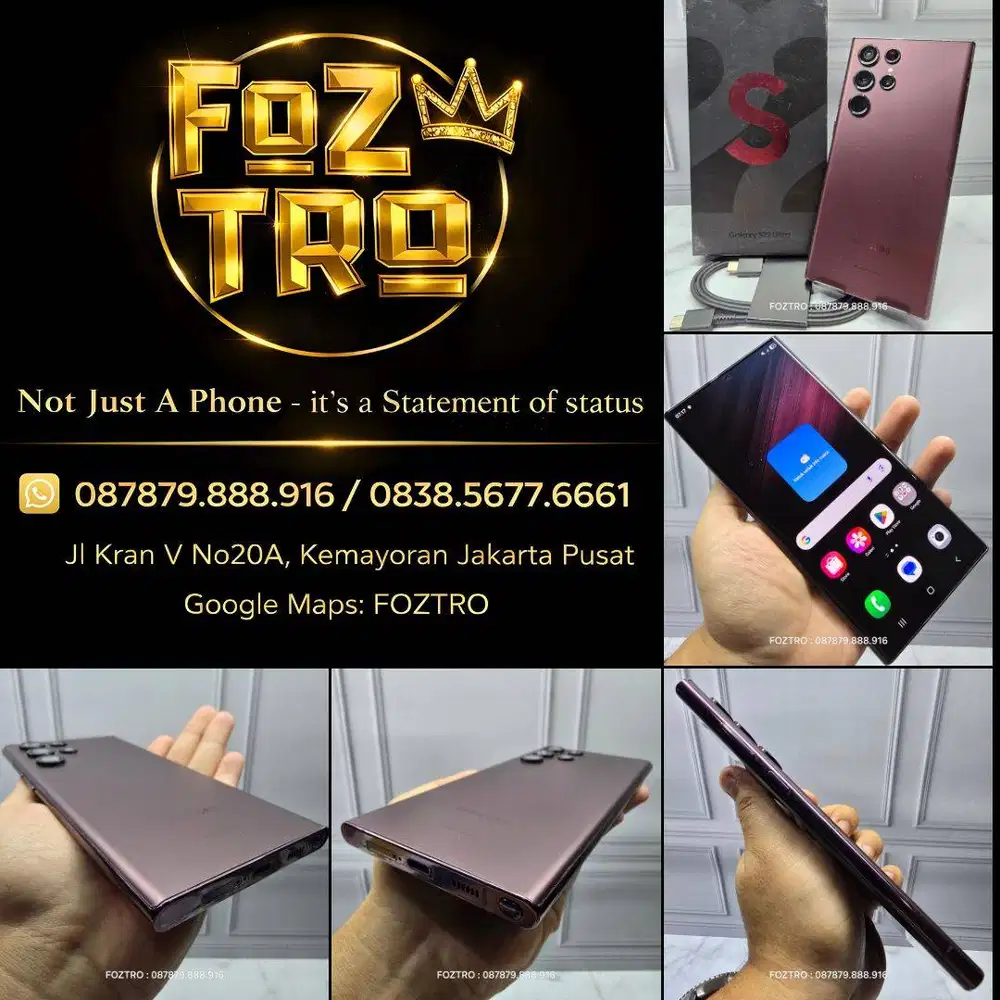 Samsung Galaxy S22 Ultra 12/256GB Burgundy Fullset Resmi No Minus