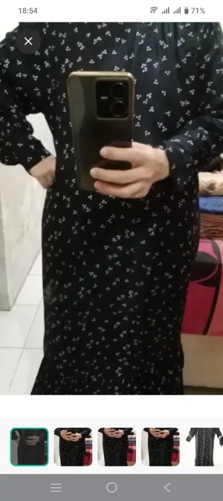 Dress Muslim Motif Bunga Branded