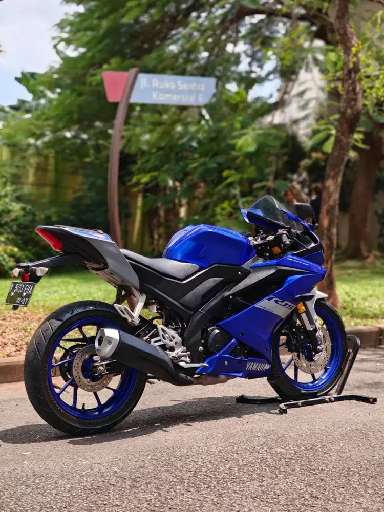 KM 8K AJA! YAMAHA R15 V3 2021 BIRU PAJAK PANJANG SIAP TOURING