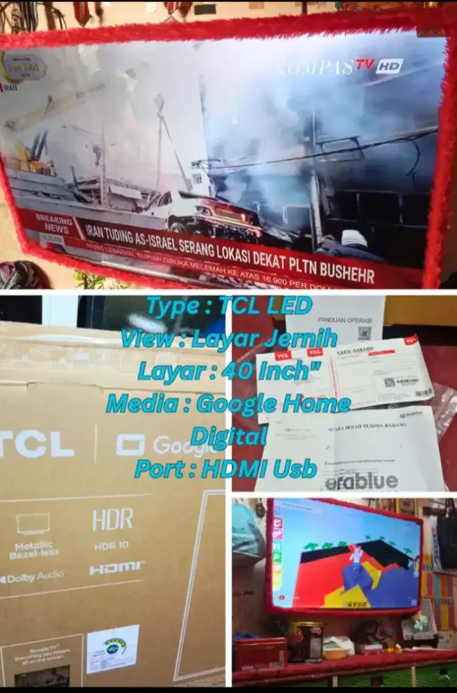 Jual TV android TCL 40 inci sudah bisa youtoube
