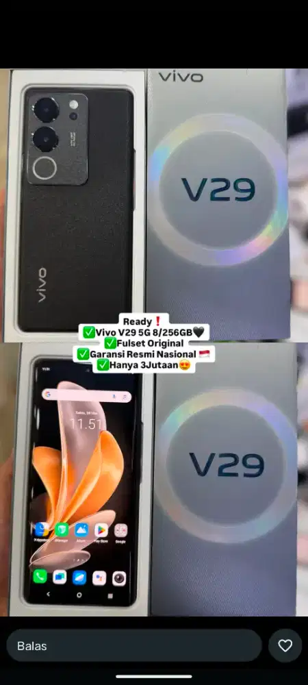 vivo V29 5G ram 8/256