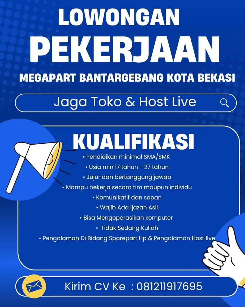 LOKER JAGA TOKO SPAREPART DI BANTAR GEBANG