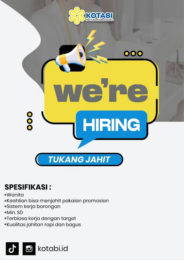 Dibutuhkan Mandor dan tukang jahit pakaian promosi