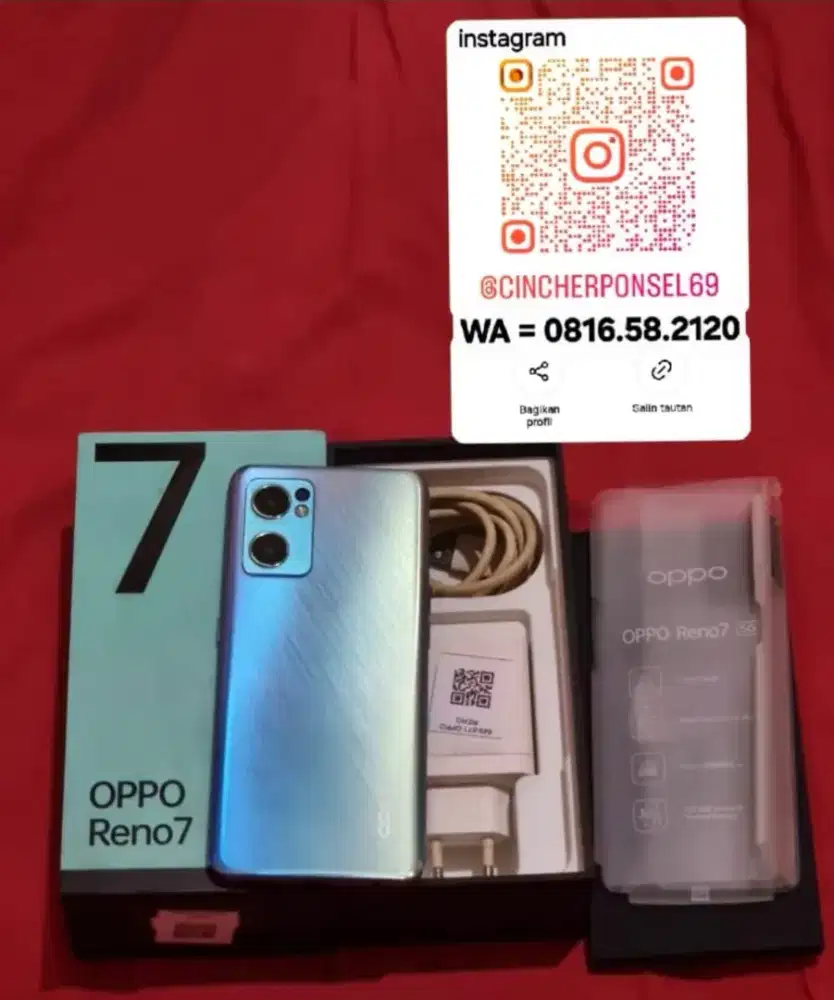 Jual hp OPPO RENO 7 5G 8/256 istimewa mulus siap pakai