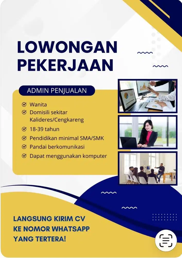 Dicari ADMIN PENJUALAN