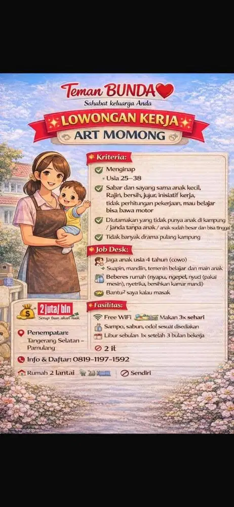 DICARI SEGERA ART BEBERES + MOMONG ANAK 4 TAHUN