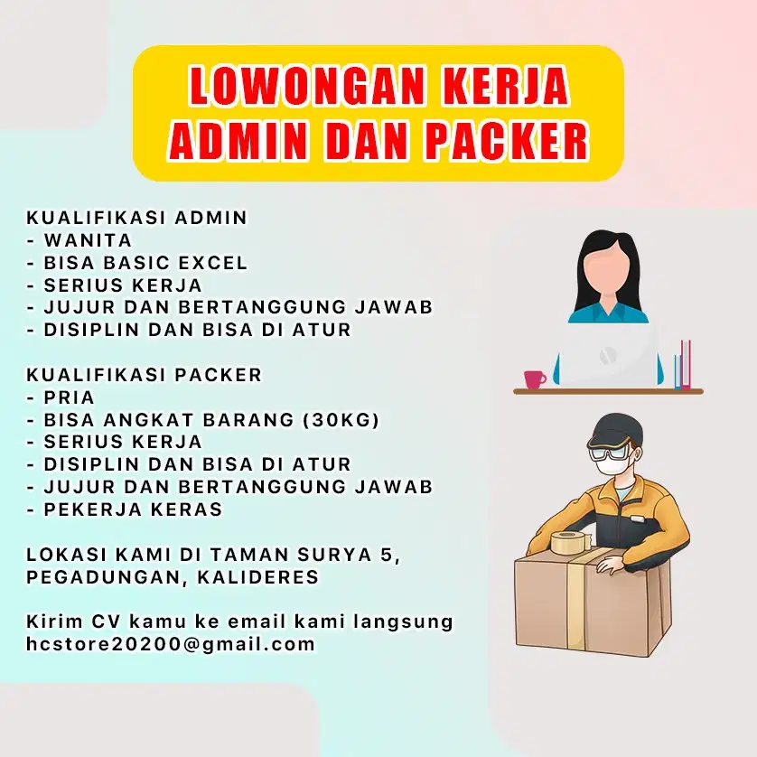 LOWONGAN KERJA ADMIN DAN PACKER