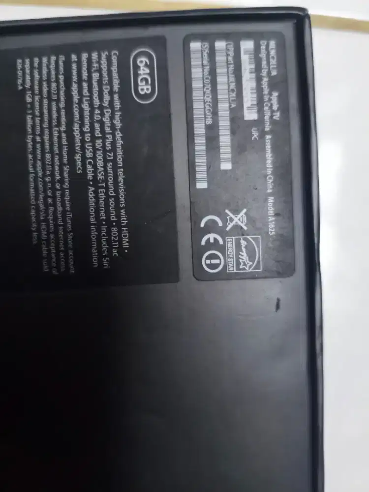 Apple TV 64GB warna hitam komplit semua dus book remote