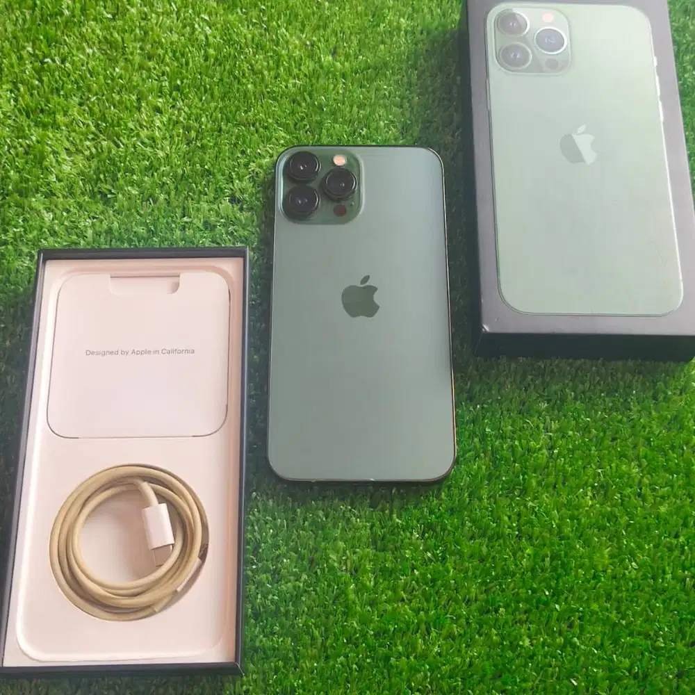iPhone 13 Pro Max 128GB Alpine Green BH 84% fullset ori ex Resmi
