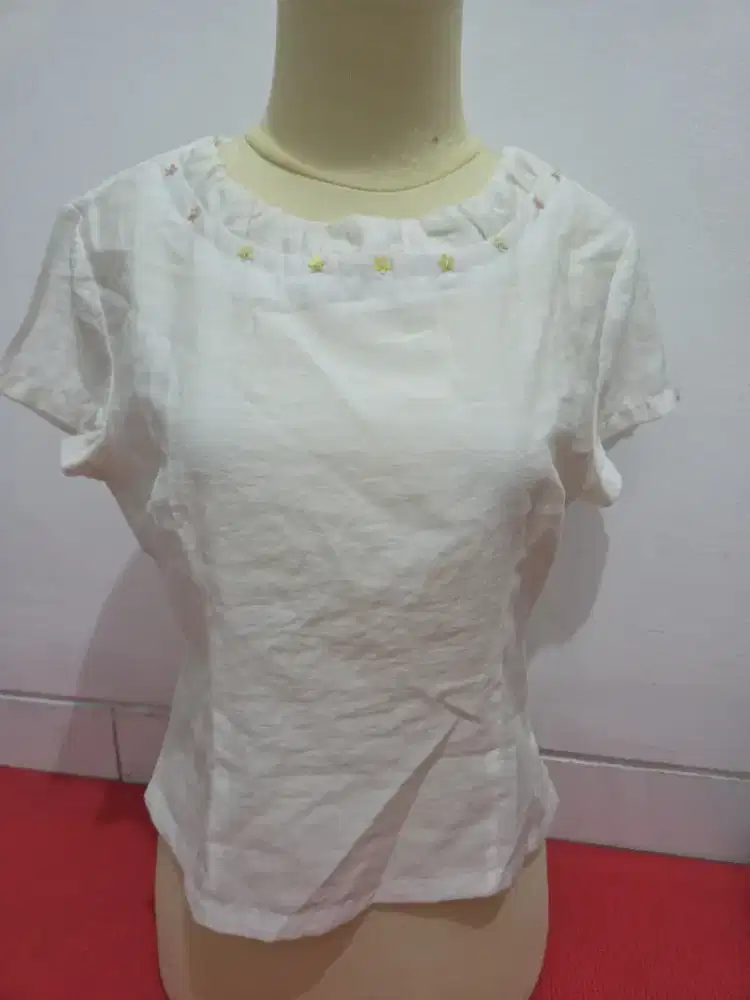 Baju blouse warna beoken white ld 94cm