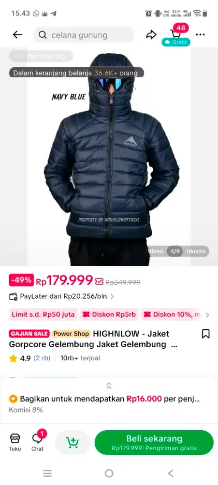 Sale jaket puffer high and low baru beli