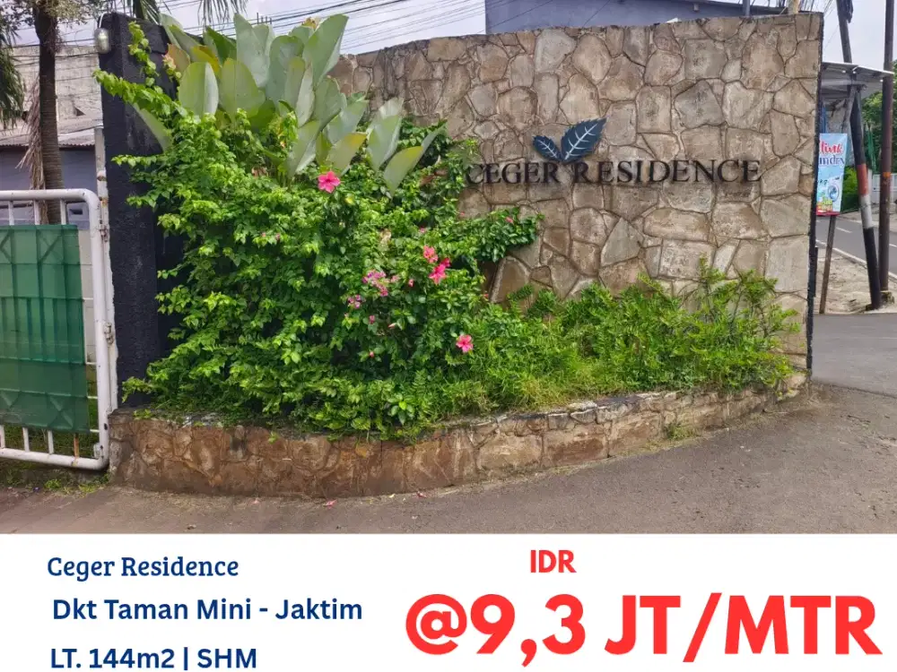 HFN0348 tanah kavling gandeng di townhouse Ceger Residence, dekat Taman Mini, Jakarta Timur