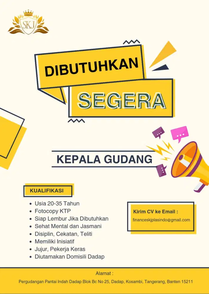 Lowongan Kerja Bagian Kepala Gudang