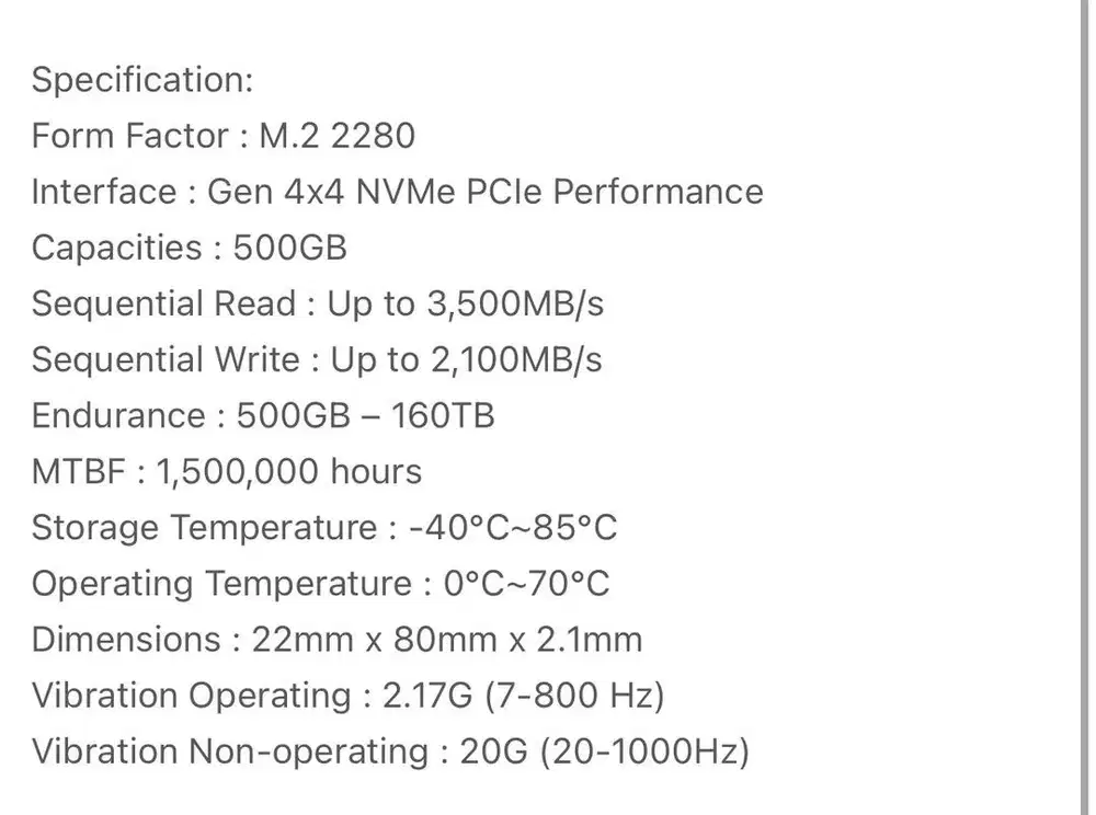 Kingston SSD NV2 M.2 PCie Gen 4 Nvme 500GB
