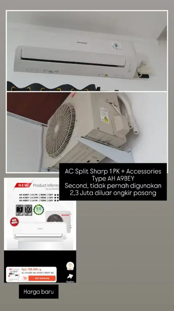 Dijual AC 1 PK Sharp Second like New