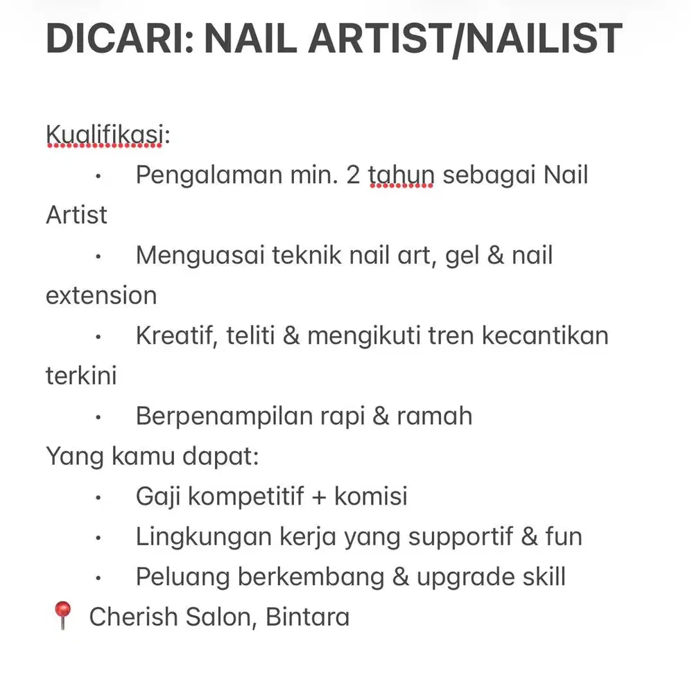 URGENT: NAIL ARTIST/NAILIST PRO
