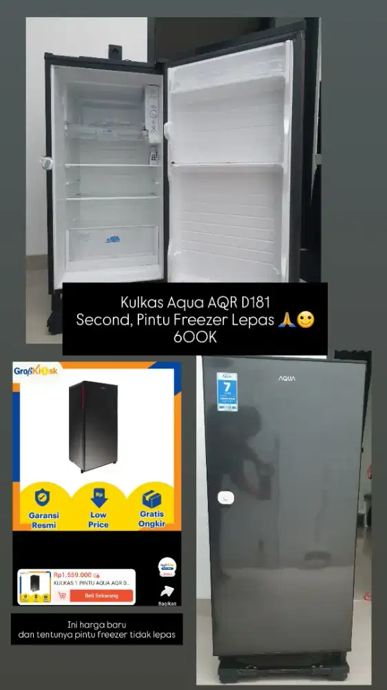 Kulkas 1 Pintu Aqua - Garansi