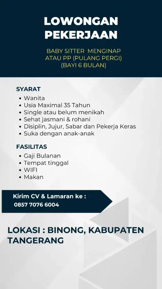 BABY SITTER MENGINAP ATAU PP (PULANG PERGI)