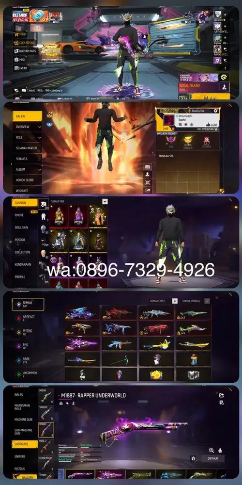 STOK AKUN FF SPEK GAGAH MAX1 SG REAPER LOG GOGGLE