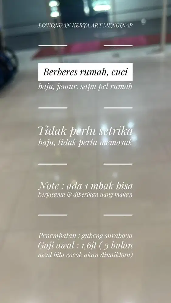 LOWONGAN KERJA LOKER ART MENGINAP