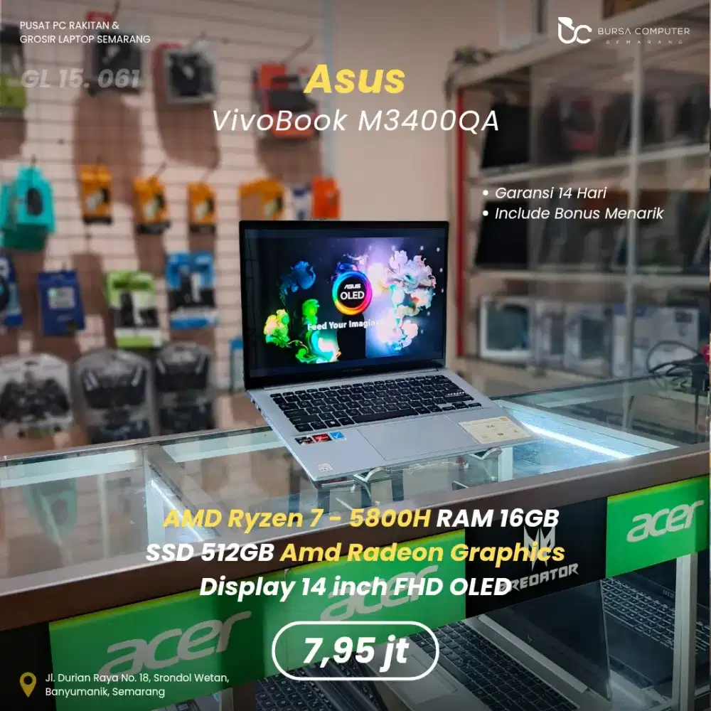 ASUS Vivobook Pro 14 OLED-M3400QA | Ryzen 7 5800H 16GB 512GB