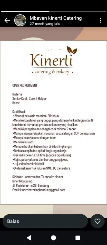 Lowongan catering