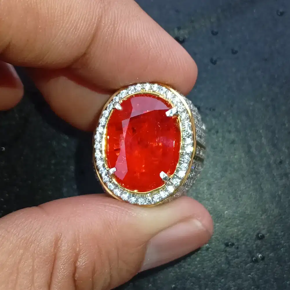 Padpaparadscha Sapphire Tanzania 6.81 ct Hbe Sertifikat CGL ring micro