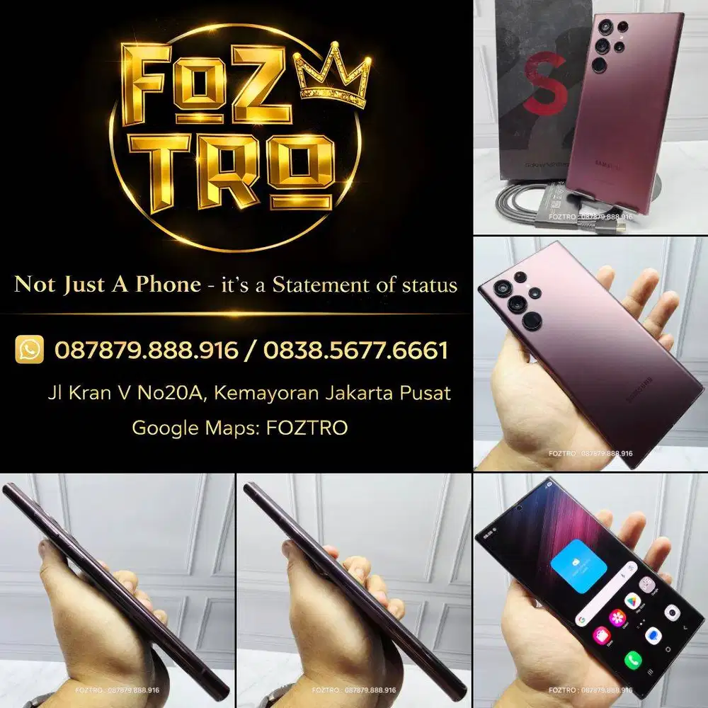 Samsung Galaxy S22 Ultra 12/512GB Excusive Burgundy Fullset Resmi