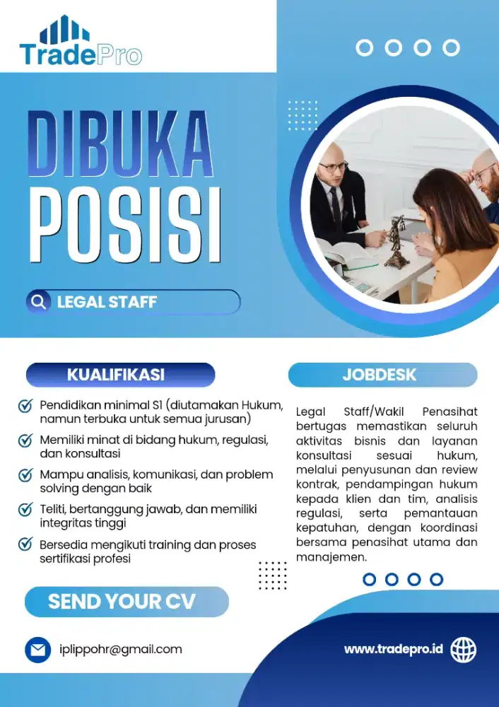 Legal Staff / Wakil Penasihat – All Major Welcome, Hukum Diutamakan