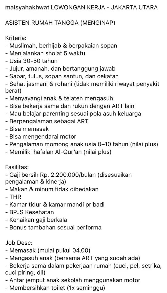 ASISTEN RUMAH TANGGA KEDUA