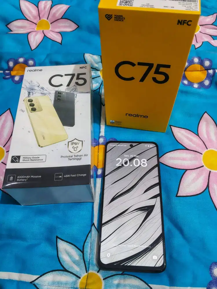 Hp Realme C75 ram 8+8/128,hitam,fullset.