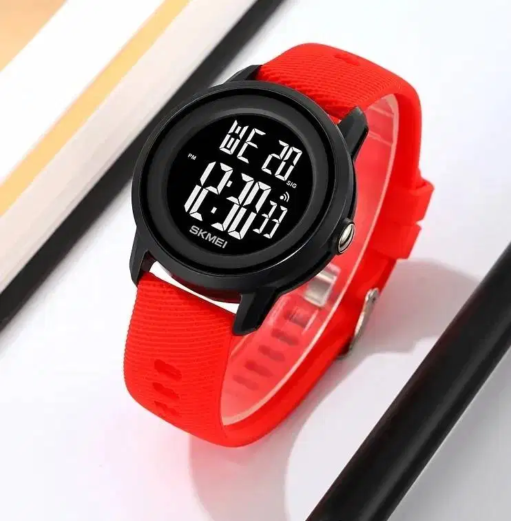 Original Jam Tangan Digital Sport Silica Gel Red Black 2218 skmei