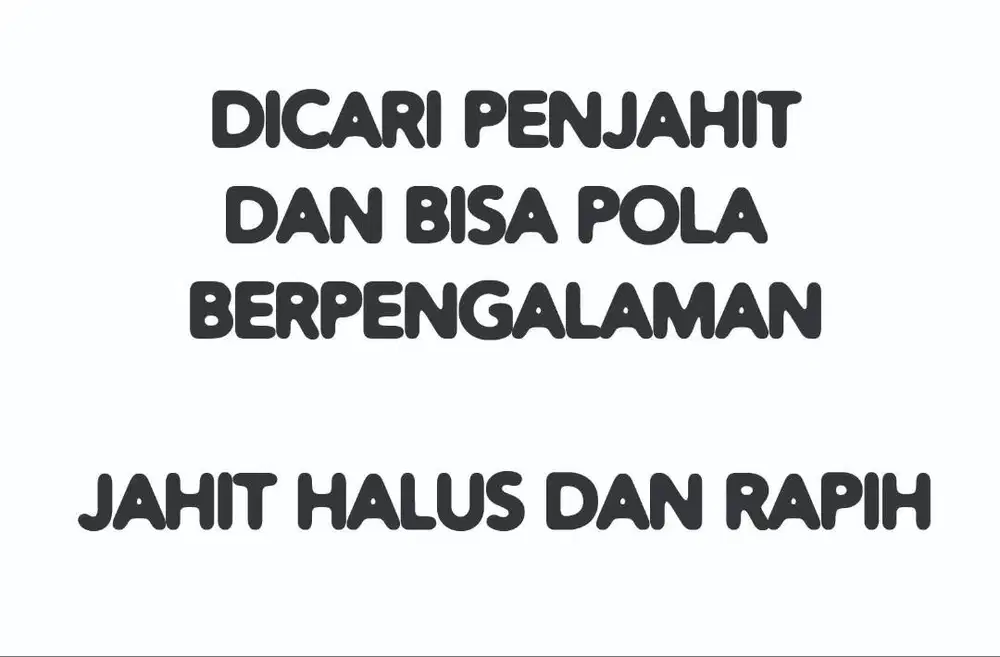 DICARI TUKANG POAL BISA JAHIT