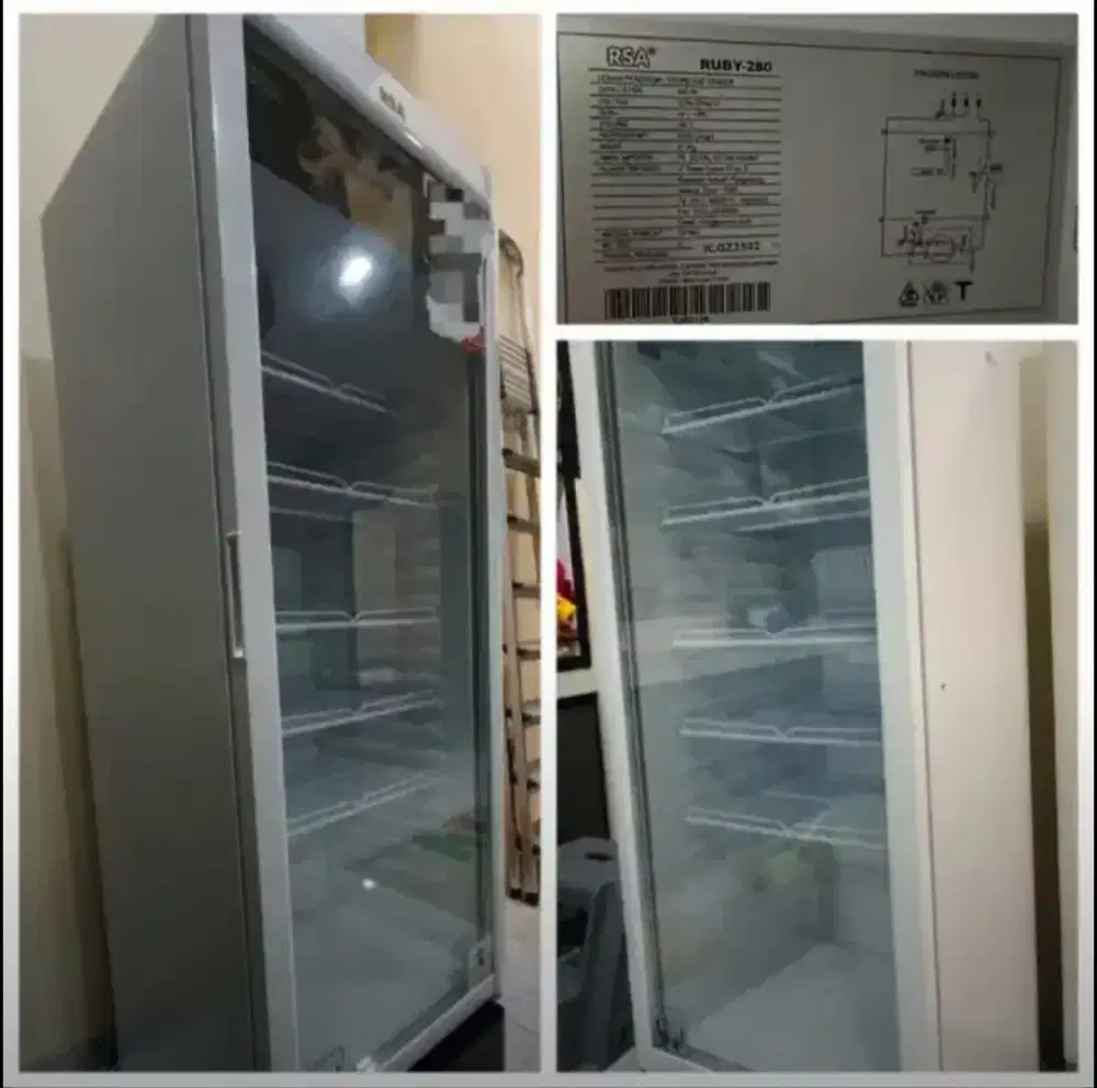 Jual murah kulkas showcase RSA ruby 280 kapasitas280L,harga 2,8jt nego