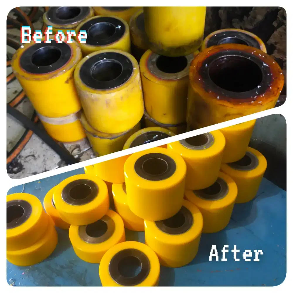 Repair Roda forklift (pelapisan PU,karet)