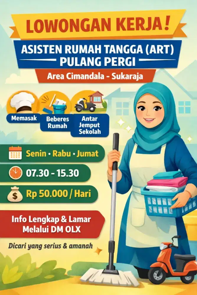 LOWONGAN KERJA – ASISTEN RUMAH TANGGA (ART) PULANG PERGI