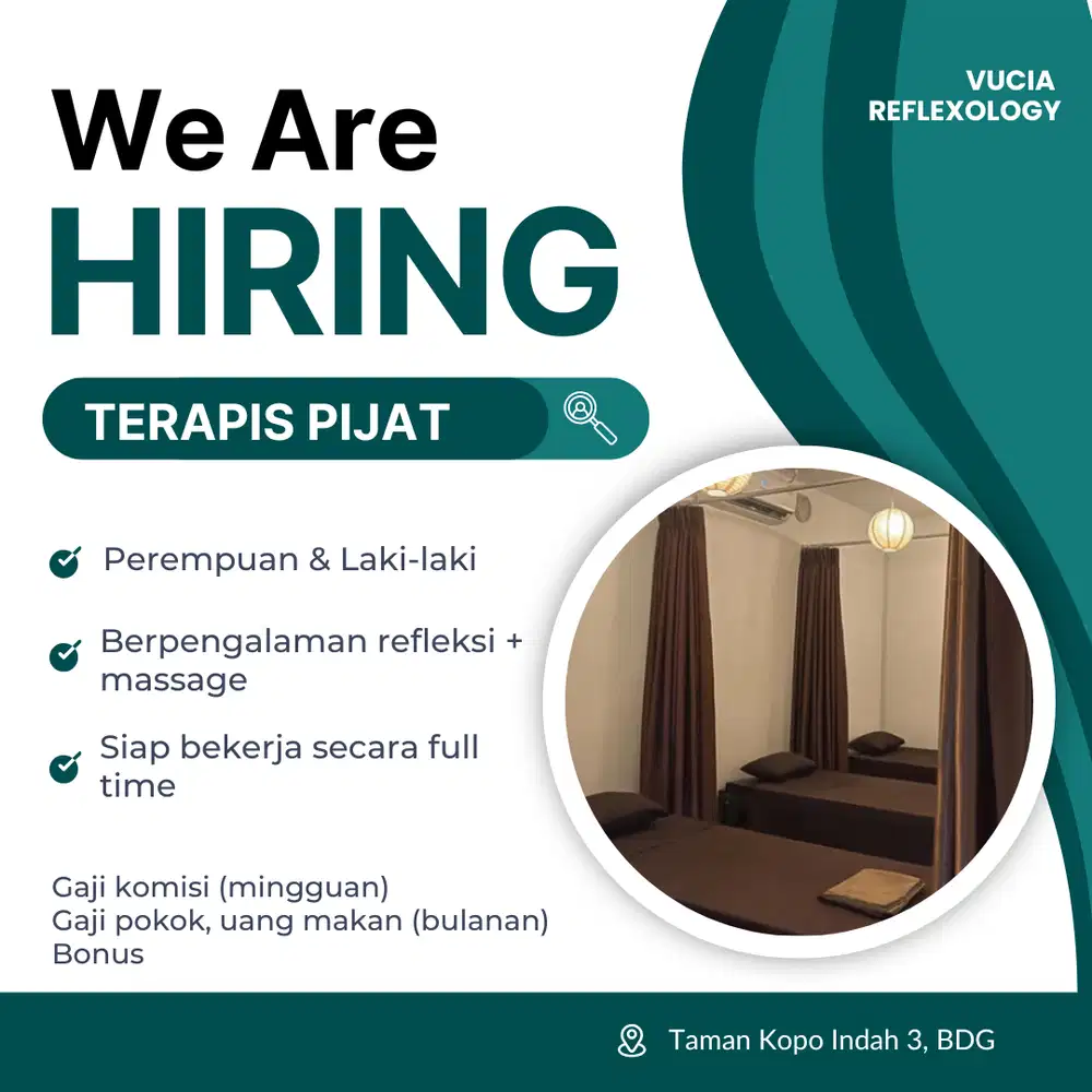 DIBUTUHKAN SEGERA TERAPIS PIJAT PEREMPUAN DAN LAKI LAKI BANDUNG