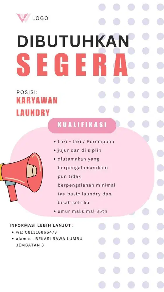 dibutukan cepat pegawai laundry
