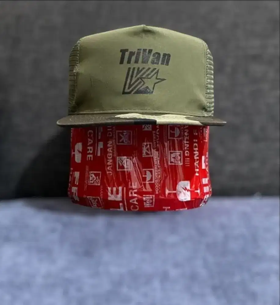 Topi Trucker jaring Hit Wear Original - Vintage Army Green Mesh Cap
