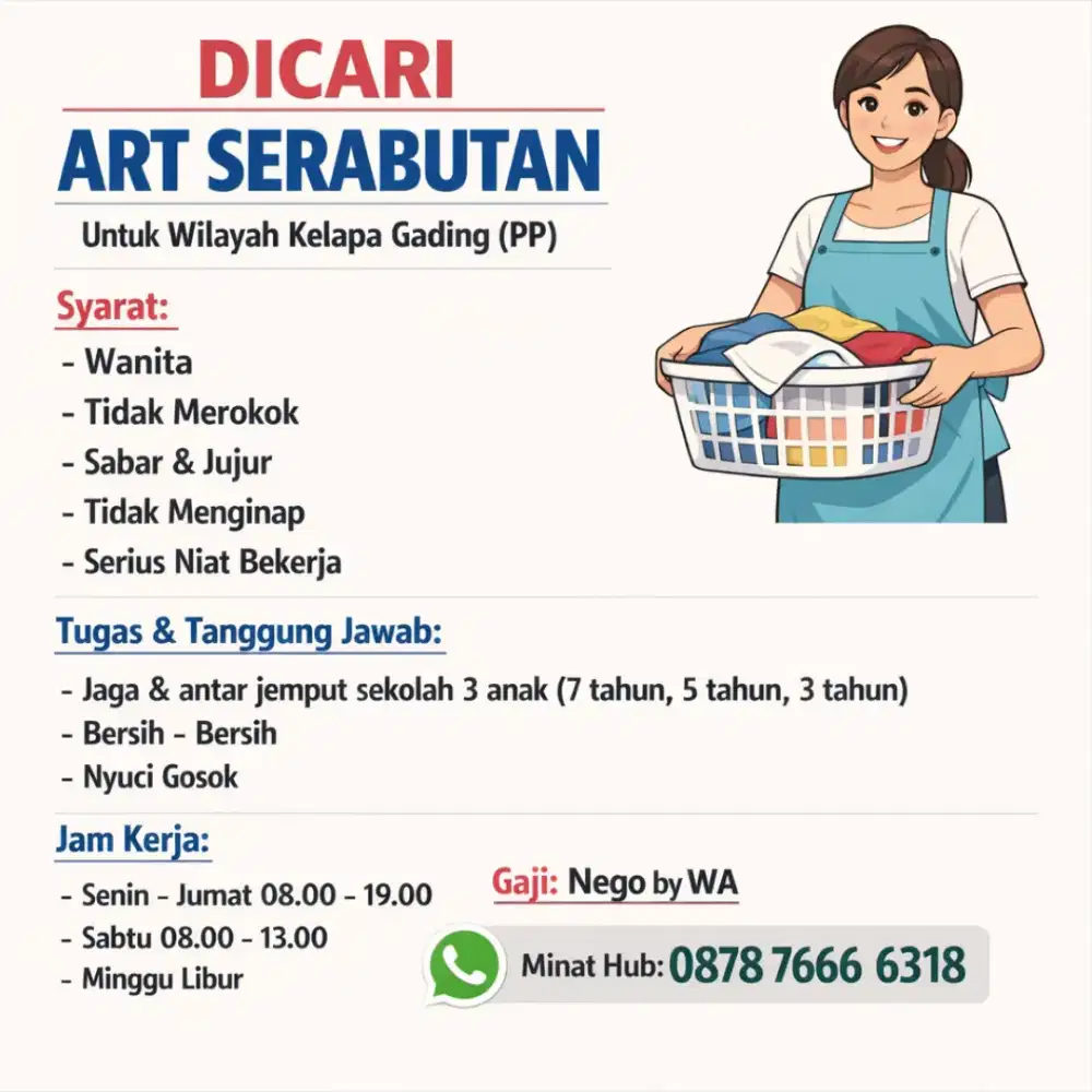 ART Serabutan untuk Wilayah Kelapa Gading (PP)