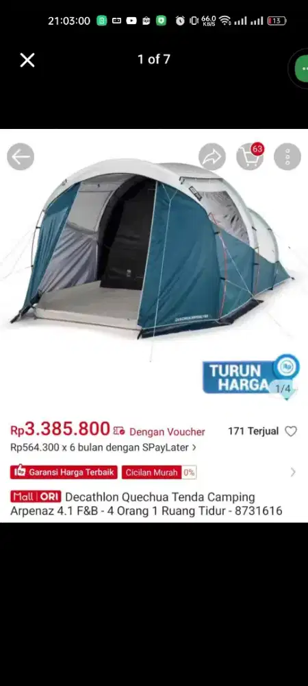 Tenda Arpenaz 4.1 Fresh and Black - Tenda Camping Keluarga Berkualitas