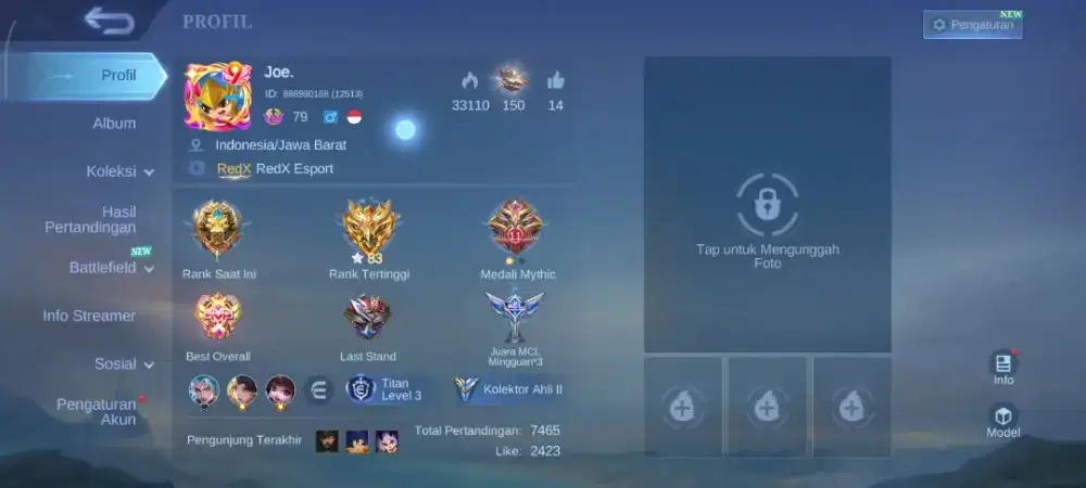 Jual akun ml skin epic banyak tinggal cek id ajajual amanah