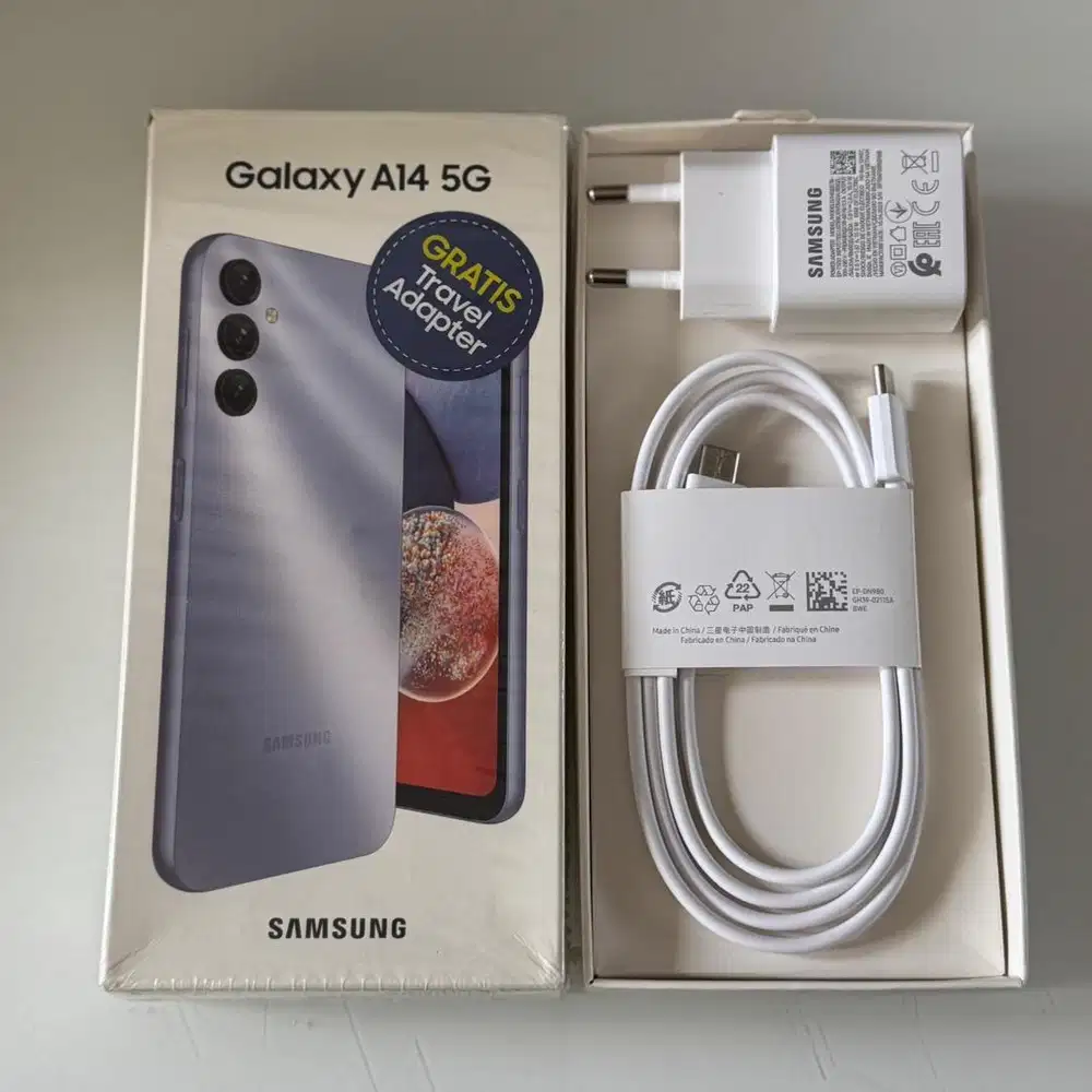 Samsung A14 5G 6/128GB Silver [Fullset Box + Travel Adaptor]